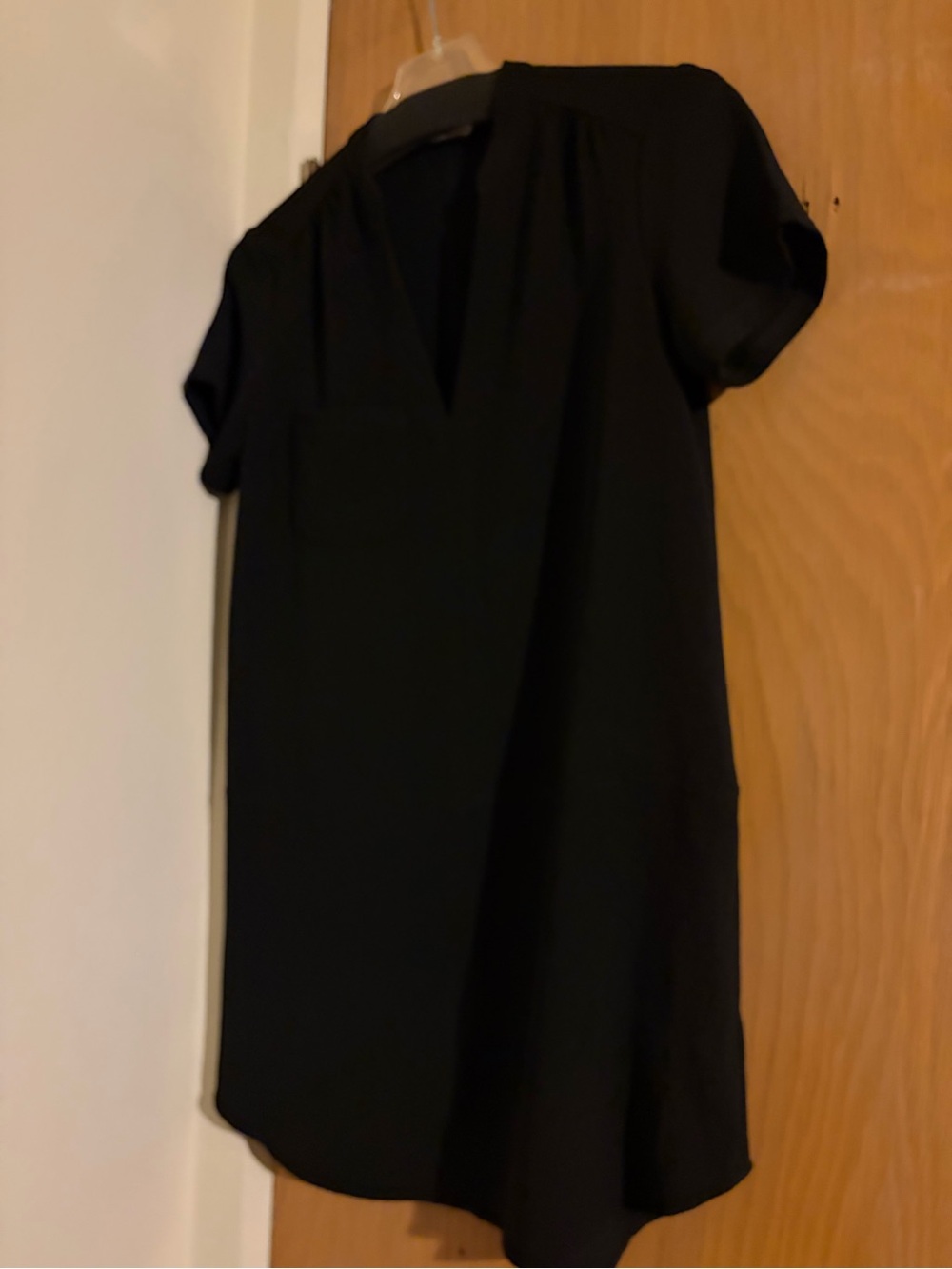 Lush Black Short-Sleeve Midi Shift Dress